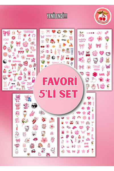 Kiraz Craft Pembe Pink Estetik 5’li Sticker Etiket Set – Ajanda, bullet journ...