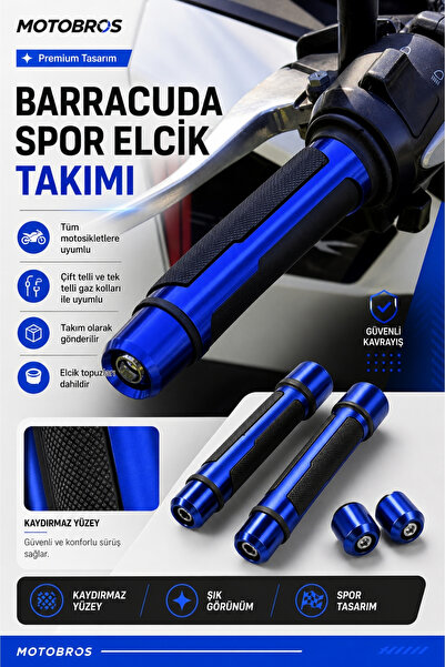 Motobros Motosiklet Barracuda Mavi Spor Elcik Motor Elcik Motosiklet Aksesuar
