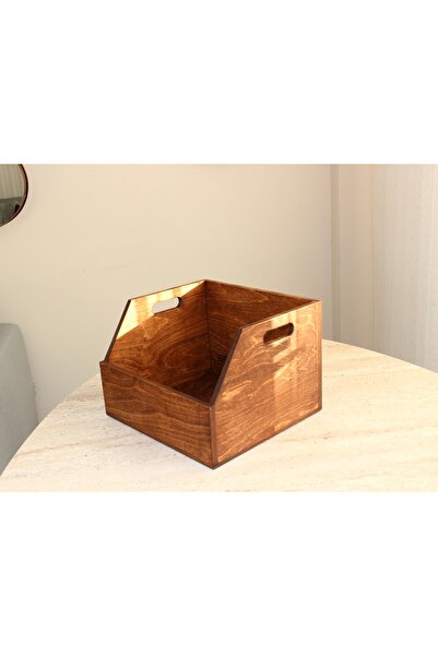 Limon Dekor Ahşap LP Plak Sandığı 12" Kestane Rengi - Organizer Kutu - Wooden LP Record Box 12"