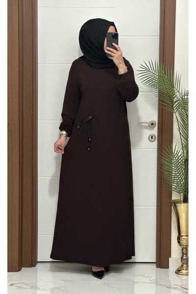 MODA ALMİRA 26331 K 140 KAHVE YENİ SEZON CEP KAPAKLI ELBİSE