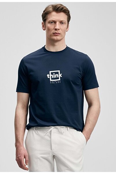 Lufian 111020310 Thınk Modern Graphic T-Shirt Muška majica NAVY BLUE
