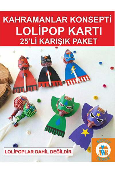 Atölye Doruk 25'li Karışık Kahramanlar Doğum Günü Parti Malzemesi-lolipop Kar...