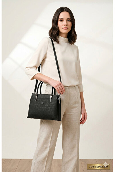 Just Polo Women's Black Hand and Shoulder Bag-Bd4045