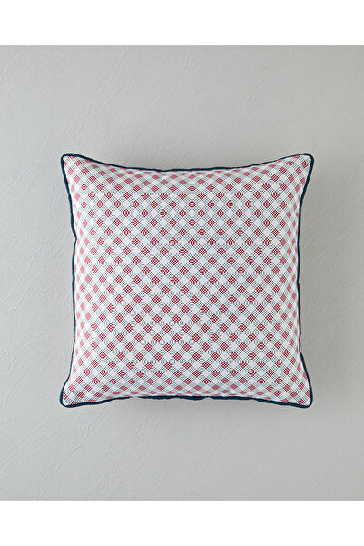 English Home Righe Kırlent Kılıfı 45x45 cm Kırmızı - Beyaz