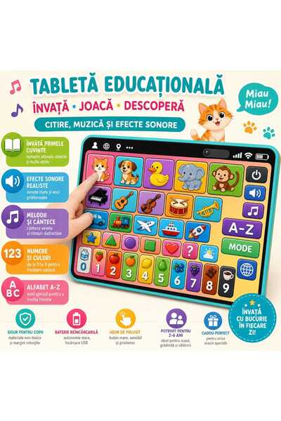 Picodino Tableta educaționala in ROMANA pentru copii 1-3 ani – cu sunete și l...