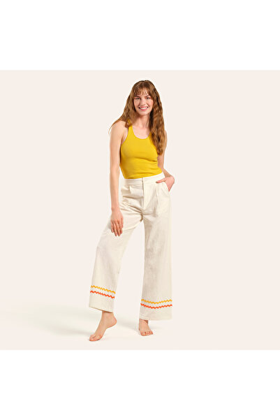 Zsa Zsa Zsu Protı Water Stone Embroidered Trousers - Ecru