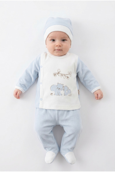 Melish Bebe طقم زيبين مخملي مطبوع عليه سنجاب