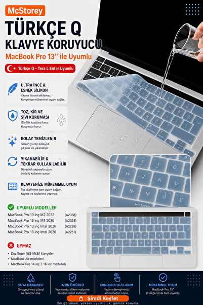 Mcstorey Macbook Pro Kılıf 13inç M1-m2 Klavye Koruyucu (TÜRKÇE Q) A2338 A2251...