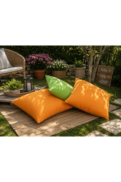 Fitsdekor Minder 3 Lü Takım Turuncu Ve Yeşil 60x60 Cm-