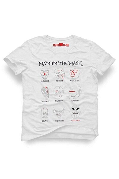 Tshirthane تي شيرت Masks Funny مطبوع للرجال ذو مقاس ضيق قصة ضيقة