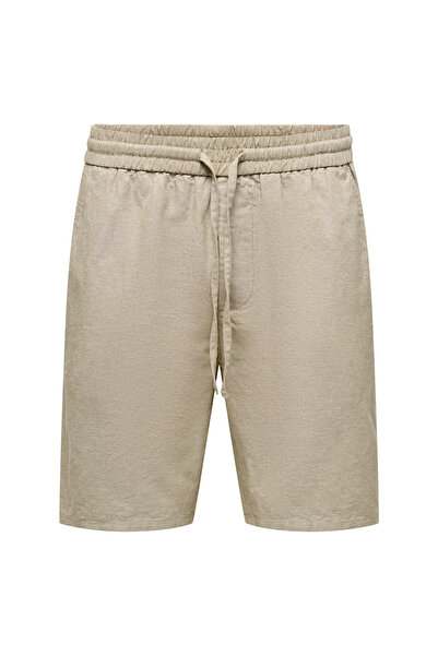 Only & Sons Bej Erkek Şort ONSLINUS 0007 COT LIN SHORTS NOOS