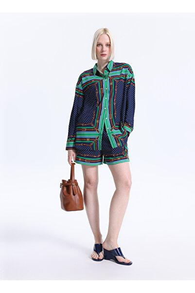 Lauren Ralph Lauren Lacivert Kadın Puantiyeli Şort 200B20822