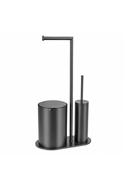 SYSTEM BANYO AKSESUARLARI Banyo 3'lü Hareketli Wc Set Füme 71x33x21 cm