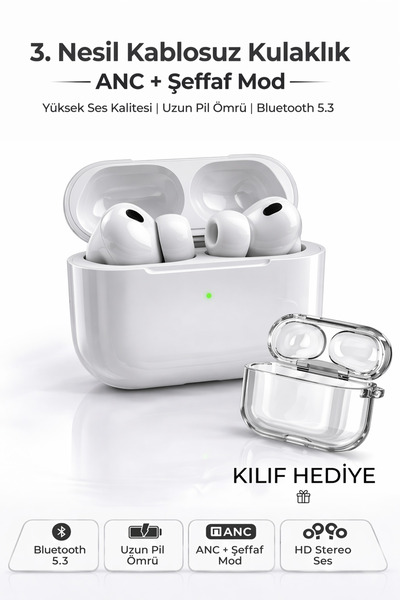 AuraPods Air Pro3 ANC 2026 Dokunmatik Premium Bluetooth Kulaklık - Aktif Gürü...