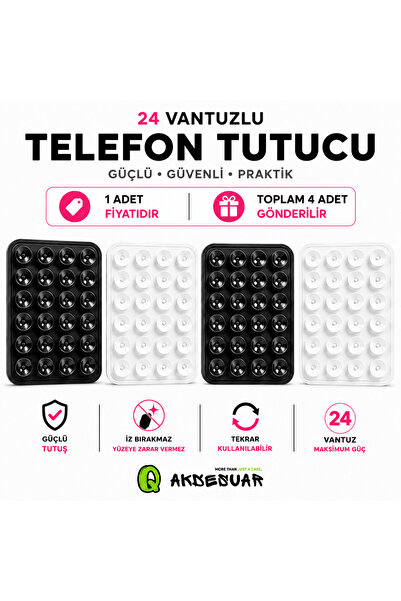 Q Aksesuar Vakumlu Slikon Vantuz Telefon Tutucu, Cep Telefonu İçin Yapışkanlı...