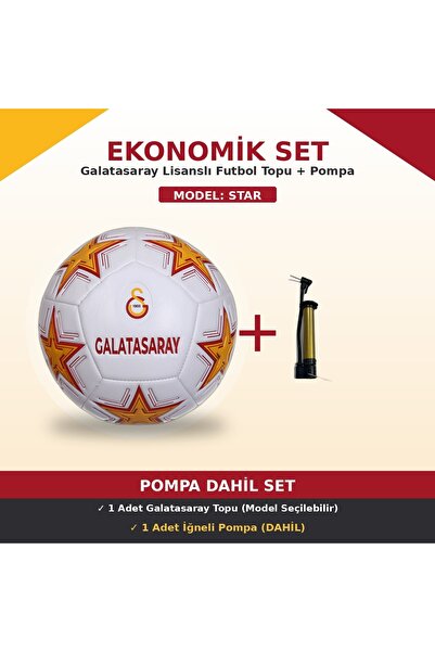Galatasaray Lisanslı Futbol Topu Pompa Hediyeli Set 5 Numara 10 Model Halı Sa...