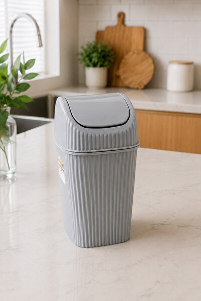 Selenica 2.5 Litre Sallanır Kapaklı Banyo ve Mutfak Tezgah Üstü Mini Çöp Kova...