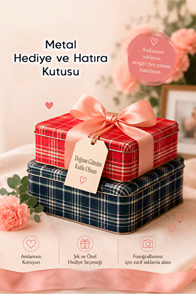 Sarkap 2’li Hediyelik Metal Kutu – Premium Desen - Mum, Bisküvi, Kek & El Yap...