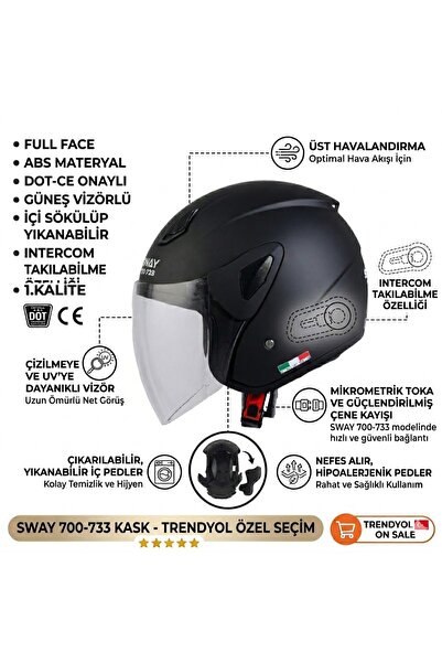 Sway SW 733-700 Matt Black Yarım Kask