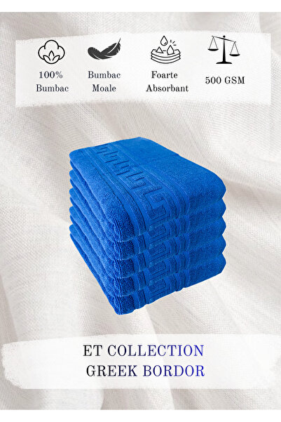 ET Collection Set x 5 Prosoape Greek Border 30x50 Albastru, 500 GSM