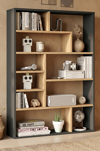 Yurudesign Craft Kitaplık 124cm Sepet-Antrasit CF1-SA