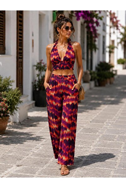 Malven crop pantalon takım