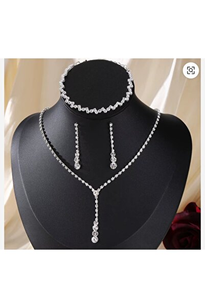Mihra Aksesuar Kolye Küpe Bileklik Üçlü Set