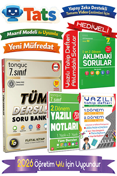 Tonguç Yayınları 7. Sınıf Tüm Dersler Soru Bankası & Yazılı Notları Tamamı Vi...
