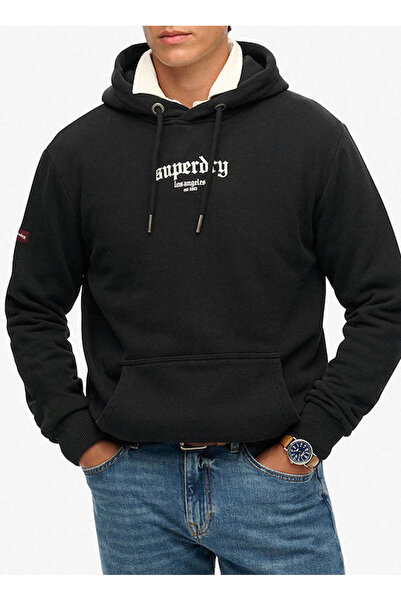 SUPERDRY Siyah Erkek Kapüşonlu Regular Fit Baskılı Sweatshirt M2014251A-02A