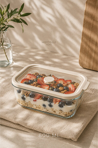 Mottogo Glass Storage Container with Silicone Gasket and Leak-Proof Lid, Airt...