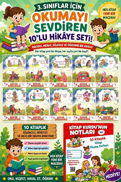5 Renk Yayınları 3 .Sınıf Öğrencileri İçin Zevkle Okuyacağı 10 lu Hikaye Seti...