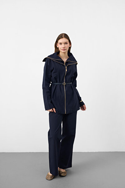 Basicpark Navy Blue Women's Premium Set with Flowy Cotton Texture and Layered...