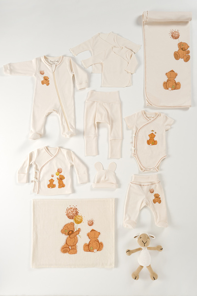 tinylamb Fluffy Bear Unisex 11 Parça Hastane Çıkışı Takımı Organik Pamuk OYUN...