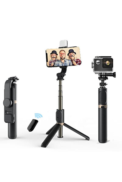 Techsuit Stick selfie cu trepied și telecomandă, 76 cm - (Q03s) - Negru