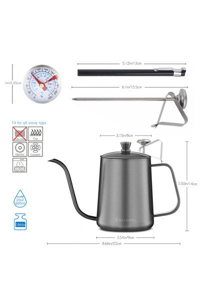 Choice 600ml-Black and THE Easyworkz Gage Gooseneck Pour Over Coffee Kettle S...