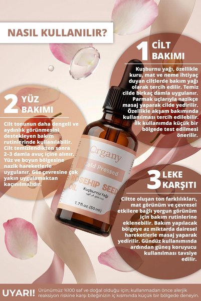 Organy Cold Pressed Rosehip Oil 100% Natural Anti-Blemish and Anti-Aging Skin Care Oil Rosehip Seed Oil 50 ml