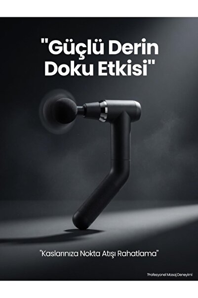 SMAYLİNG Saplı Isıtmalı ve Soğuk Başlıklı Şarjlı Masaj Tabancası – 6 Kademeli, Dijital Ekranlı, Type-C Şarj