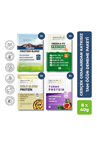 Renovafood 8’li Tam Öğün Protein Deneme Paketi Çikolata Orman Meyveleri Vanil...