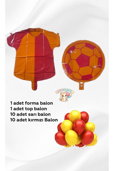 PISPISBALONCUK Galatasaray Temalı Balon Seti Sarı Kırmızı Balon Ve Parti Süsl...