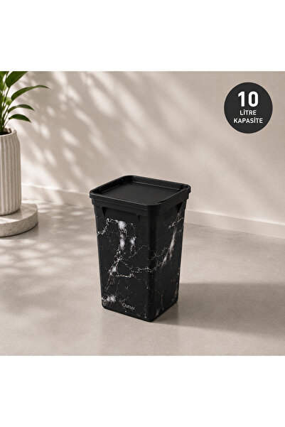 QUTU Trashbın Blackmarble 10 lt.  Çöp Kovası