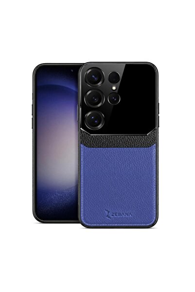 Zebana Samsung Galaxy S25 Ultra Uyumlu Kılıf Zebana Lens Deri Kılıf Lacivert