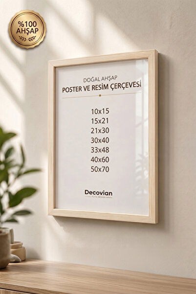 DecovianHomeDesign Doğal Ahşap Çerçeve - Poster Çerçevesi - Resim Belge Çerçe...