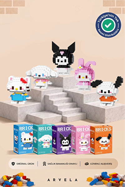 Arvela Bricks Sanrio Serisi: Kuromi & My Melody & Pochacco & Cinnamoroll & Ma...