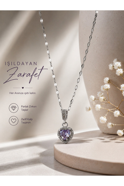 TrendimAksesuar Heart Stainless Women's Steel Necklace