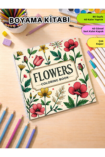 metafortoys Flowers Volume 2 Boyama Kitabı Cozy Book – 21x20 cm I 40 Görsel I...