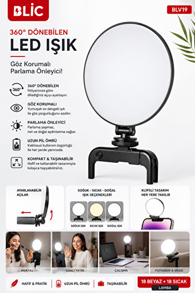 CROW'S TECH Led Işık Çok Amaçlı 3 Işık Modu LED Video Işığı–Telefon Kamera Pr...