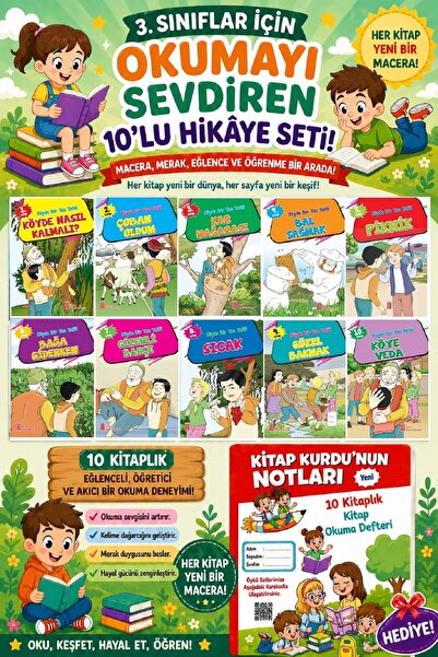 Ata Yayıncılık 3.Sınıflar İçin Okumayı Sevdiren 10 lu Hikaye Seti 12(Kitap Ok...