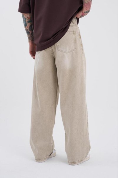 Machinist Men's Oversize Baggy Jean Trousers Beige
