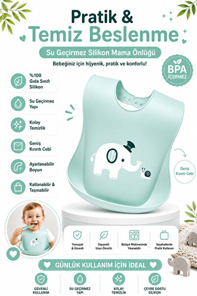 jojobebek Premium, Durable Bpa-Free Adjustable Children's Silicone Bib with E...
