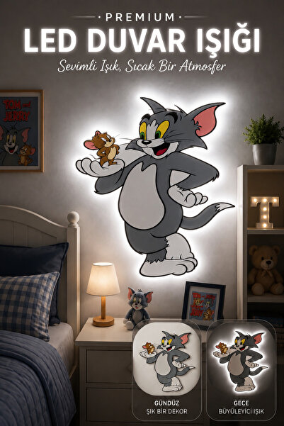 Design 4N Çocuk Odası Tom Ve Jerry Işıklı Duvar Süsü